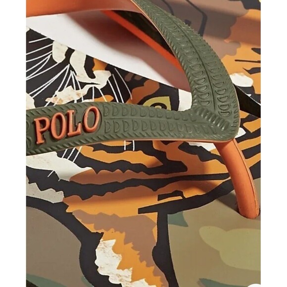 Polo Ralph Lauren Whitlebury II Tiger Camo Print Flip Flop Sandals Men’s Sz 9 - Picture 4 of 4